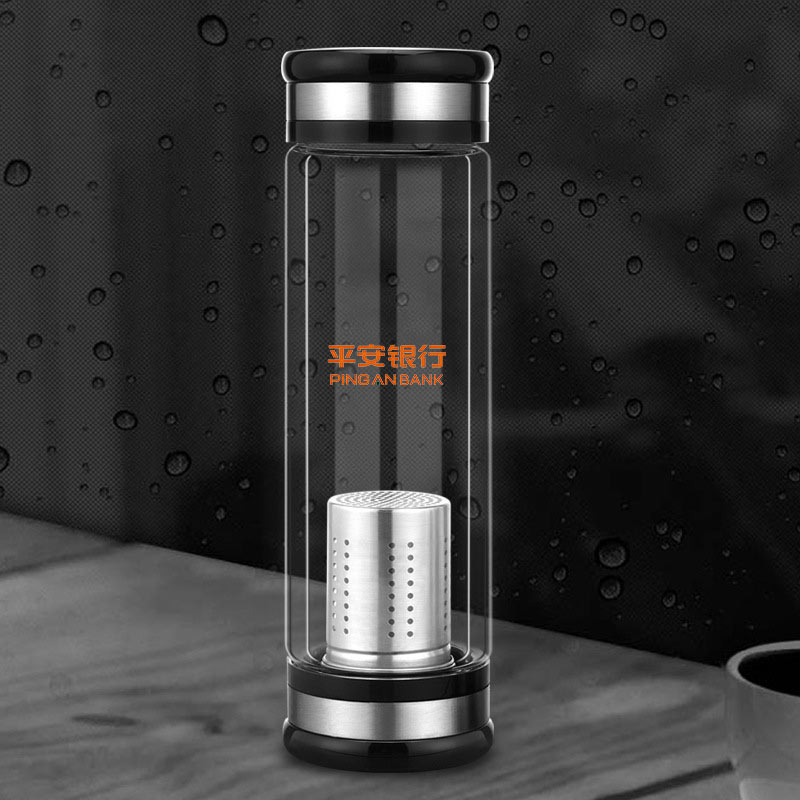 雙層玻璃杯 茶水分離耐熱茶杯 禮品專(zhuān)用水杯子 雙蓋玻璃杯